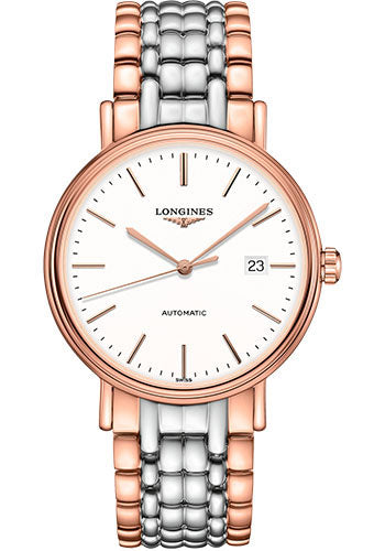 Longines Pr≈Ωsence Automatic Watch - 40 mm Steel And Red PVD Case - White Dial - Bracelet - L4.922.1.12.7