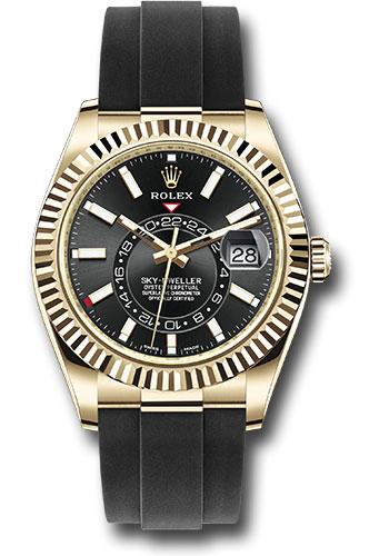Rolex Sky-Dweller 18k Yellow Gold - Black Dial - Oysterflex Bracelet - 326238