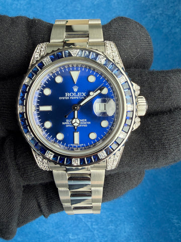 Rolex Submariner Date Blue Dial Gem Set