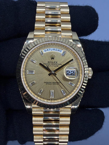 Rolex Day-Date 40 Champagne w/Baguette Markers