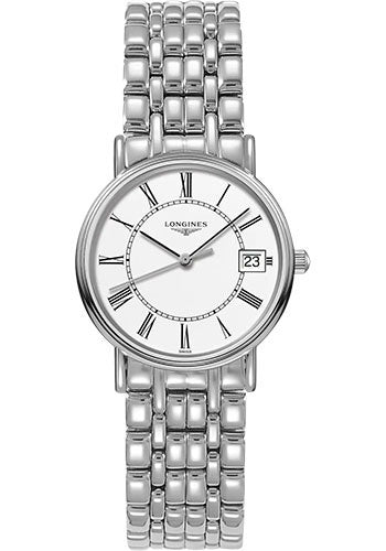 Longines Pr≈Ωsence Quartz Watch - 30 mm Steel Case - White Roman Dial - Bracelet - L4.320.4.11.6