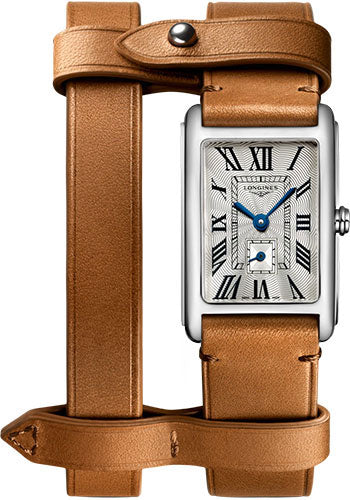 Longines DolceVita X YVY Small Seconds Quartz Watch - 20.80 X 32 mm Steel Case - Silver Flinqu≈Ω Roman Dial - Brown Strap - L5.255.4.71.B