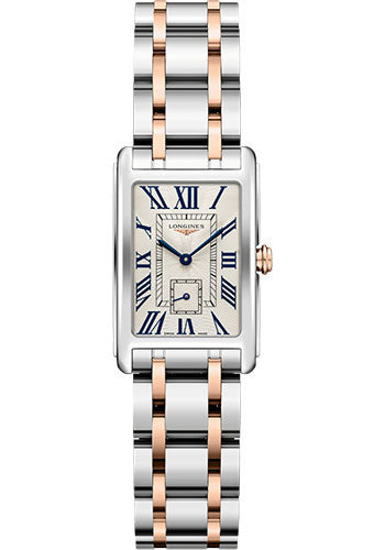 Longines DolceVita Quartz Watch - 20.80 X 32 mm Steel Case - Silver Flinqu≈Ω Roman Dial - Steel And 18K Pink Gold Cap 200 Bracelet - L5.255.5.71.7