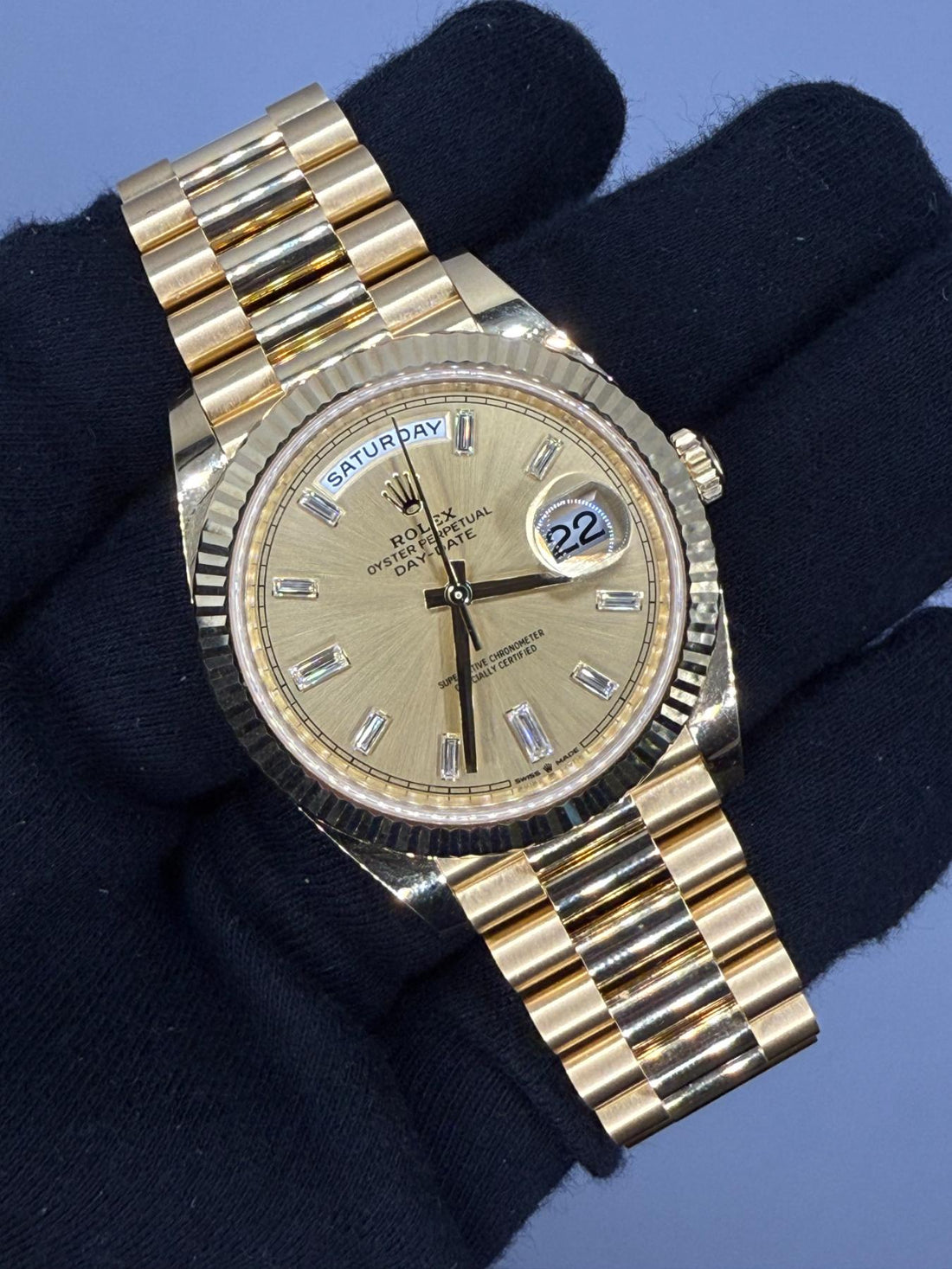 Rolex Day-Date 40 Champagne w/Baguette Markers